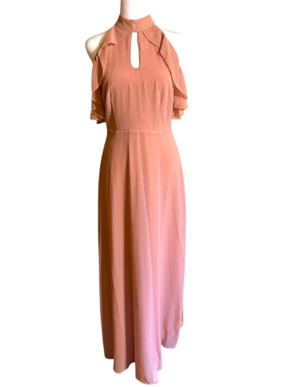 Lauren Conrad Ash Rose Cold Shoulder Ruffled Maxi Dress